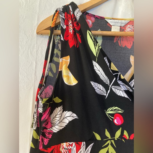 Christopher and Banks Size Large Tropical Cruise Vacation Beach Sundress Maxi - Picture 8 of 12